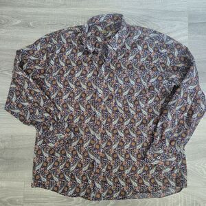 Alan Flusser Paisley Shirt Men's Size XL Multicolored Pocket Button Long Sleeve‎